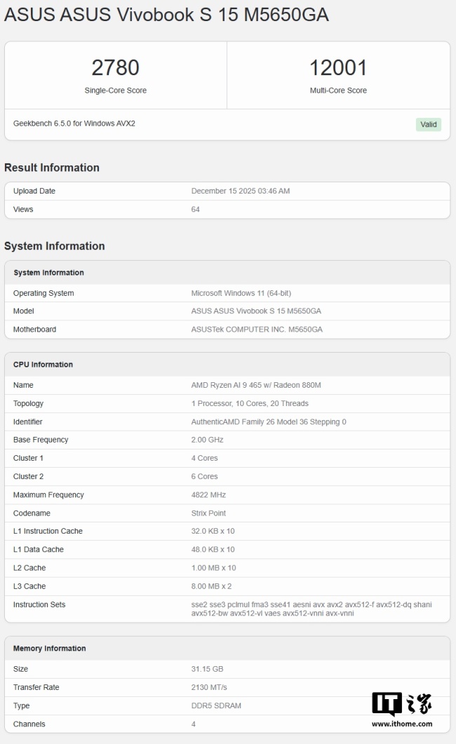 AMD 首批 Gorgon Point 处理器：锐龙 AI 9 465 现身 Geekbench，CPU 性能与前代基本持平
