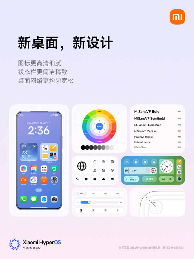 小米澎湃 OS 3 桌面焕新,图标、状态栏、桌面网格重新设计