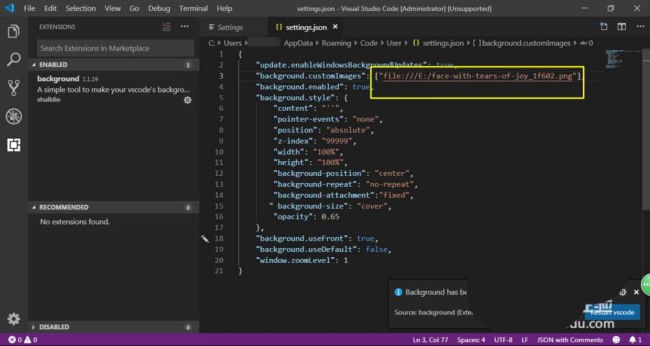 vscode怎么设置背景图片