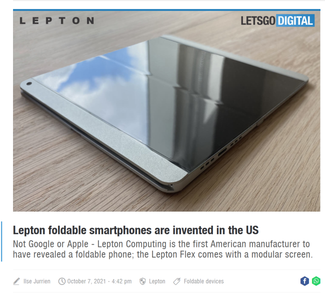 美国公司 Lepton Computing 起诉三星折叠屏手机侵权，要求永久禁售