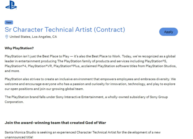 《战神》工作室新IP持续推进中！或已进入中期制作