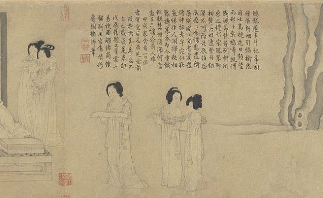 故宫藏画里的“她”：或乘鸾或理妆或听阮