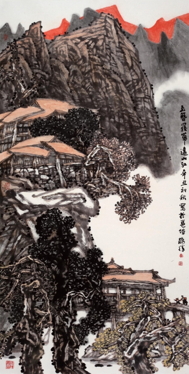 《玉簪罗带远山红》68cm x 139cm