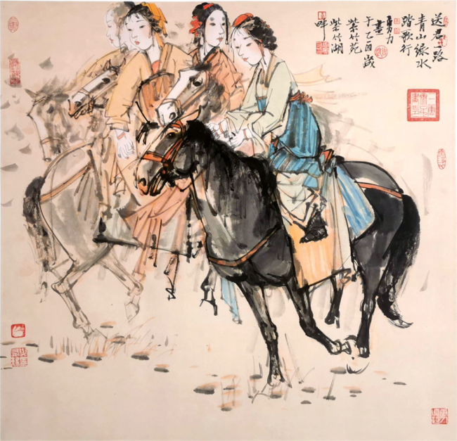 唐勇力 送君一路青山绿水踏歌行 70x70cm