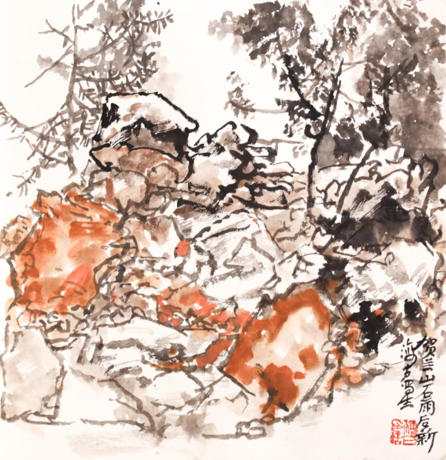 马海方贺兰山写生（之三）48×48CM2025