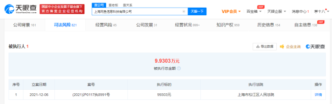 王思聪关联公司被执行9.9万 其间接持股约8.59%