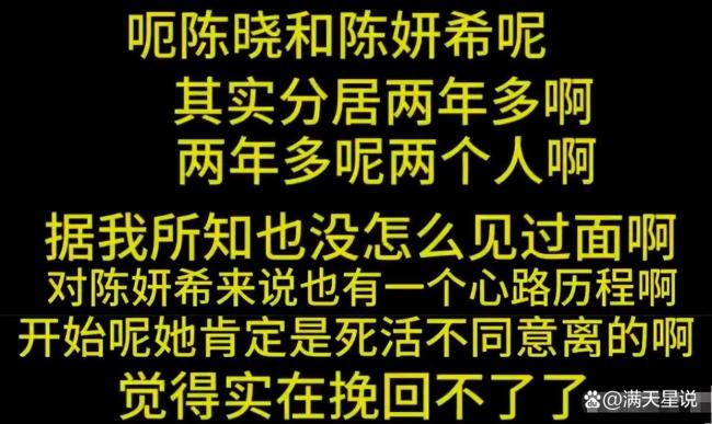 回转？圈内东谈主曝陈晓、陈妍希仳离内幕 本性各别成主因