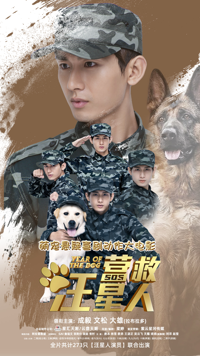 成毅领衔主演电影《营救汪星人》英气军装专属海报曝光