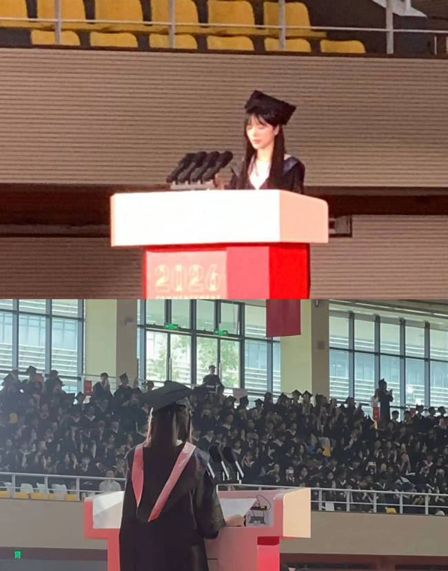 李思潼分享毕业典礼随拍 穿学士服甜笑温柔明媚