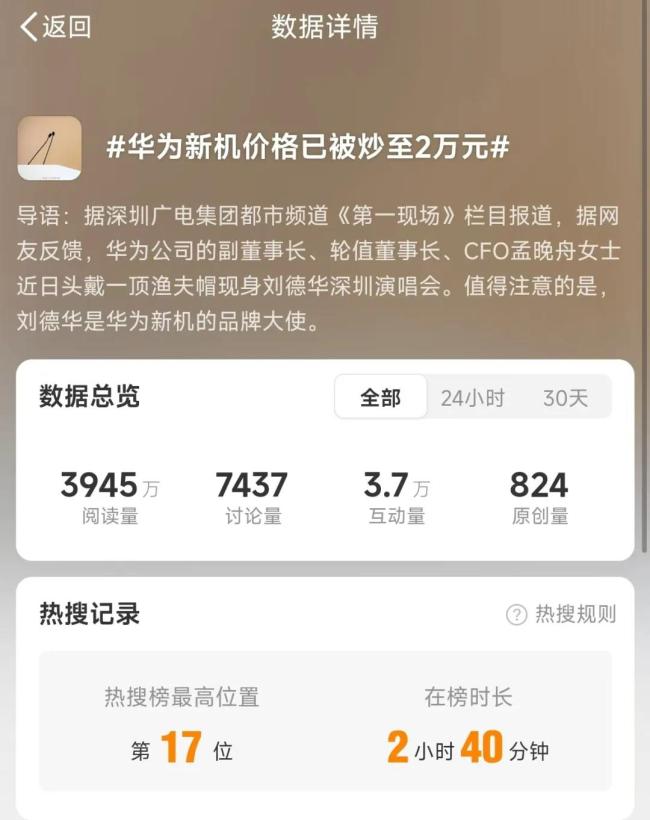 售价或超2万？华为三折叠屏手机预订量破280万，被炒到溢价高达上万元