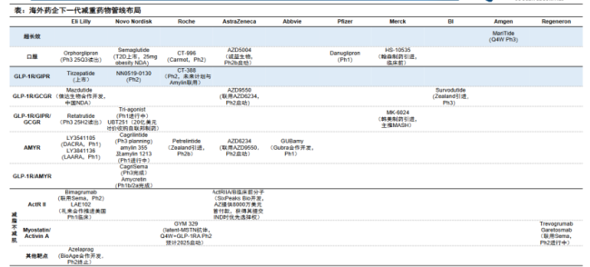 图4.MNC下一代减重药管线布局;图片来源:国信证券研报