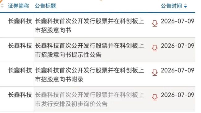 长鑫科技7月16日起新股申购