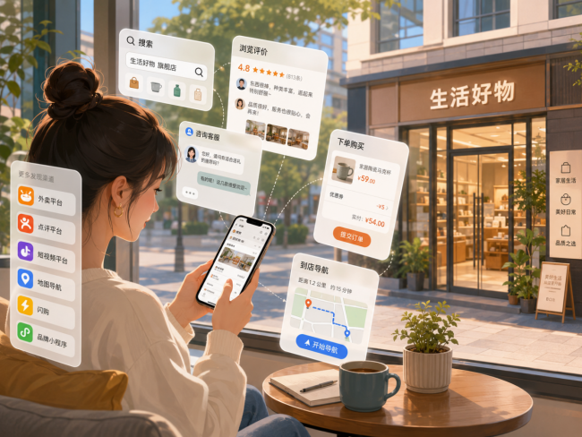 图：多平台数字门店协同服务（AI生成）