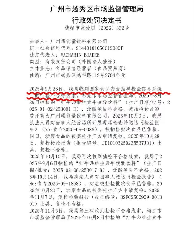 天丝红牛多地检出成分不合格被罚80万 企业申诉称“经营困难”