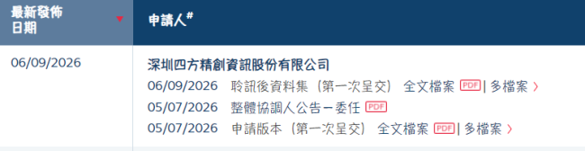 四方精创（300468.SZ）通过港交所上市聆讯