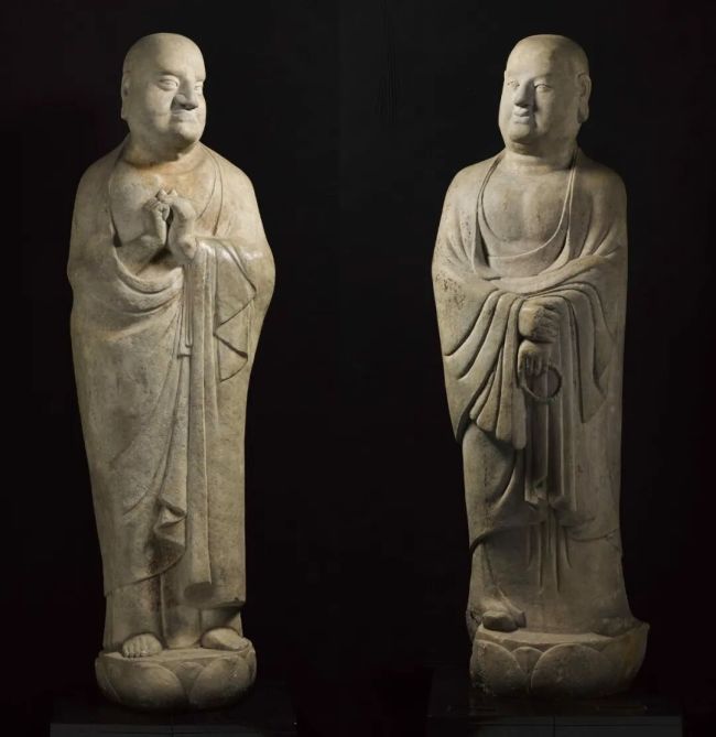 宋代石雕迦叶及阿难像