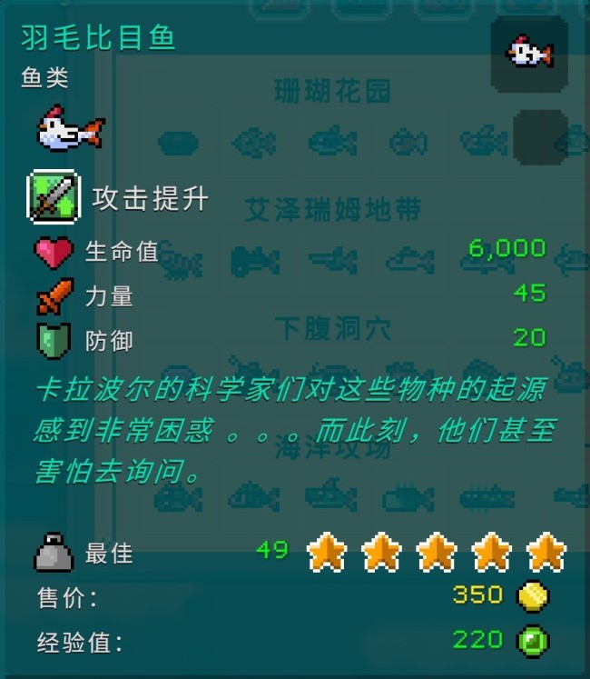 《钓鱼哥的奇妙冒险》各区域鱼类属性介绍