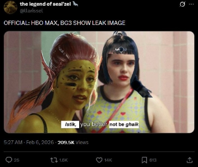 剧版《博德之门3》不受待见 玩家们纷纷制作梗图嘲讽