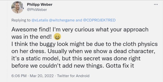 《巫师3》隐藏彩蛋时隔7年被发现 CDPR开发者亲自回应