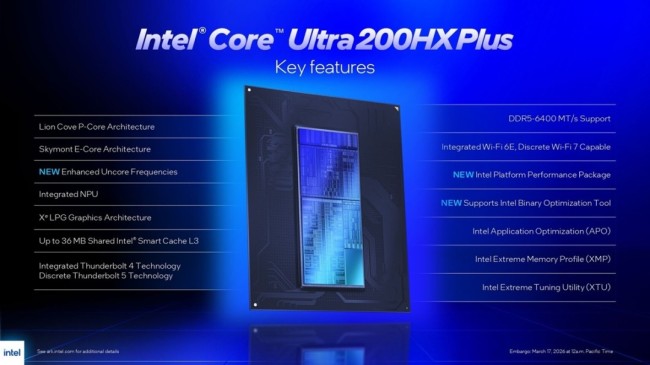 英特尔发布酷睿Ultra 200HX Plus系列CPU