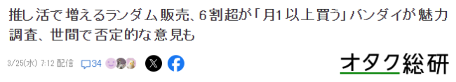 万代最新盲盒玩具调查 超过六成玩家每月购买一件以上