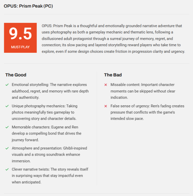 国产《OPUS：心相吾山》M站均分87好评：堪比新海诚！