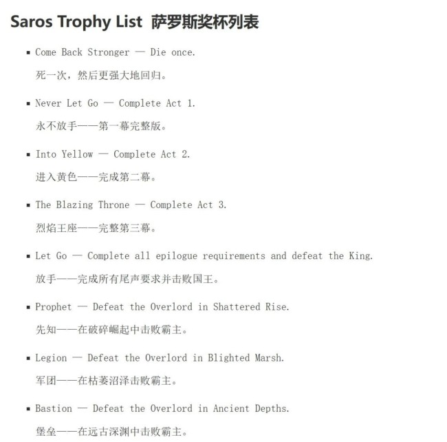 致敬年度游戏？《Saros》奖杯列表提前泄露 惊现“完成33次远征”要求