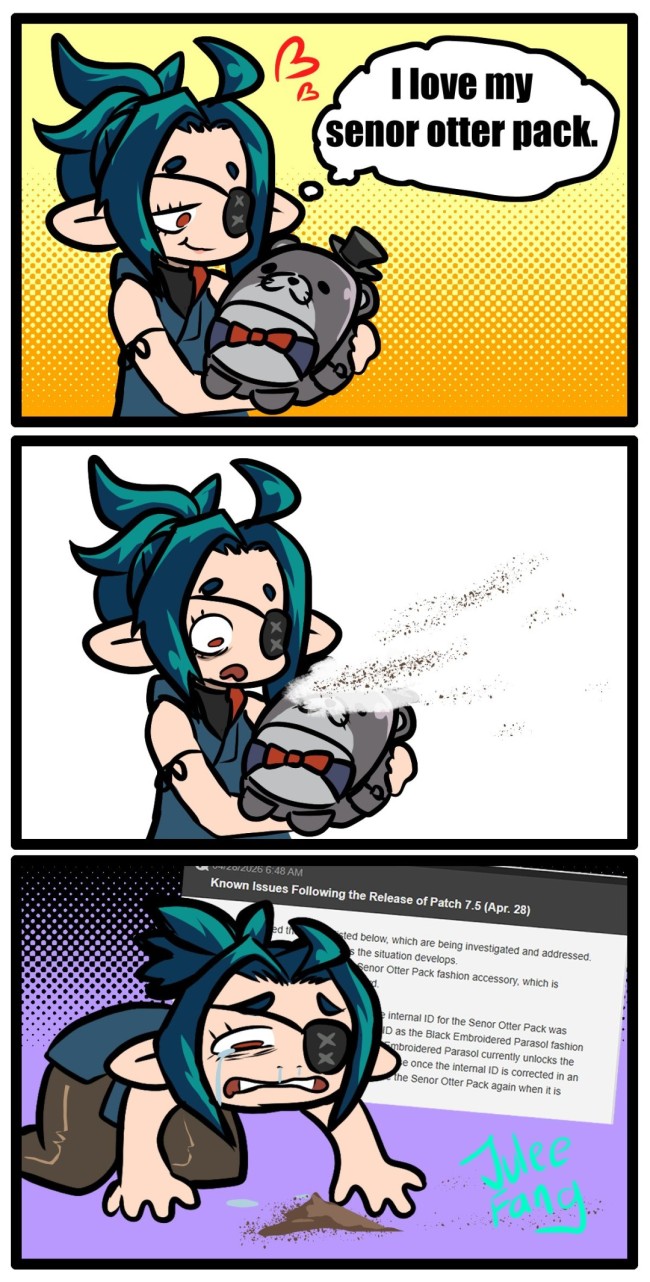 《最终幻想14》玩家经历大喜大悲：獭獭先生背包因Bug误发 官方即将收回