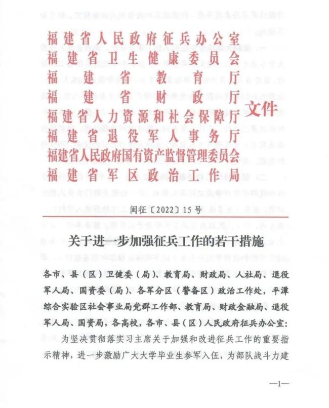 福建省军地八个部门联合重磅推出征兵政策“春节大礼包”！