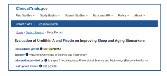 碎片化睡眠的新希望——尿石素A最新人体临床实验