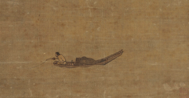《寒江独钓图》，（传）〔南宋〕马远，绢本设色，26.7×50.6cm，东京国立博物馆藏。（《画里浮生：中国画的隐秘记忆》插图）