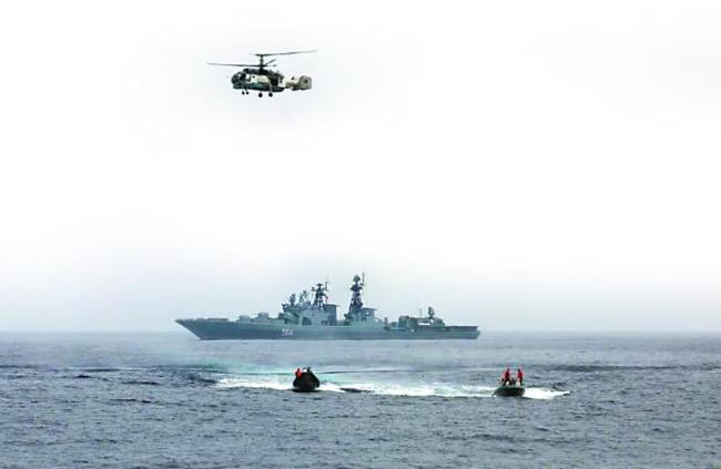 中俄联合演习海上兵力顺利会合，两国参演兵力全部集结完毕