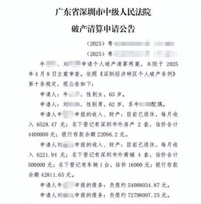 退休夫妻負債1.2億申請破產 個人破產制度引關注