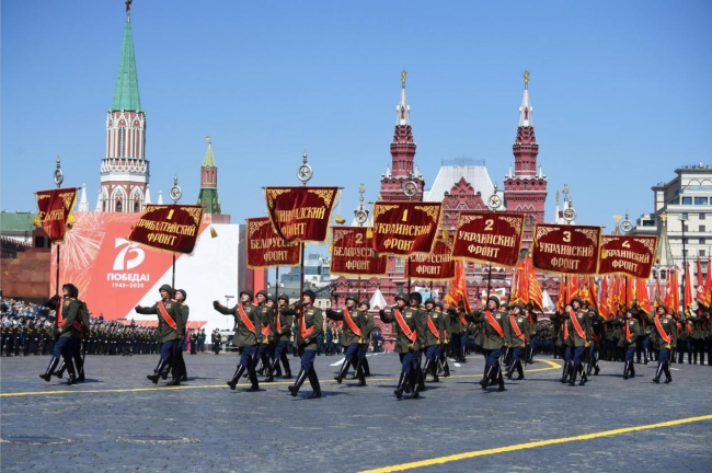    图为俄罗斯庆祝卫国战争胜利日