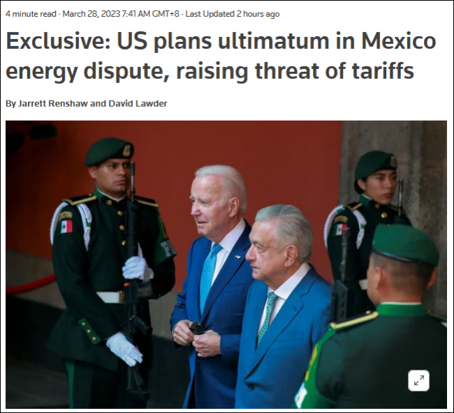 “美国将向墨西哥下最后通牒：若不调整能源政策，或加征数十亿美元关税” 美墨局势再度显著升级