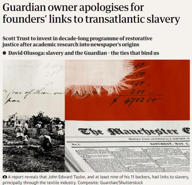 百年报纸创始人涉奴隶贸易，英国《卫报》所有方道歉