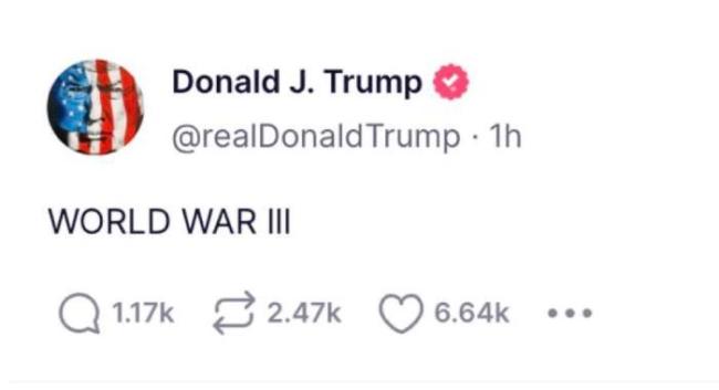 特朗普再发“三战”警告，称他是唯一能阻止第三次世界大战的(美国总统)候选人