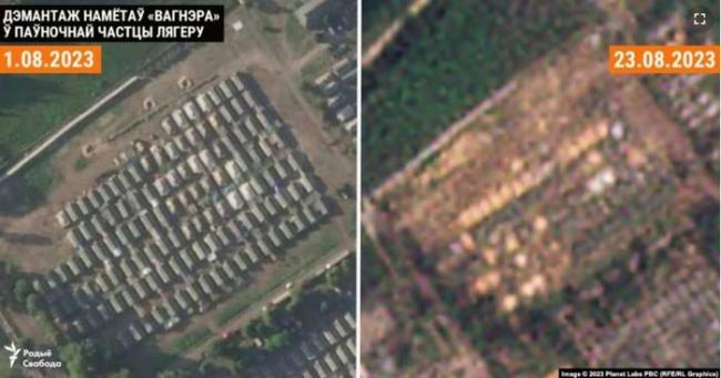 曝瓦格纳正拆除白俄营地 在其西部原先约64顶帐篷中有27顶被拆除