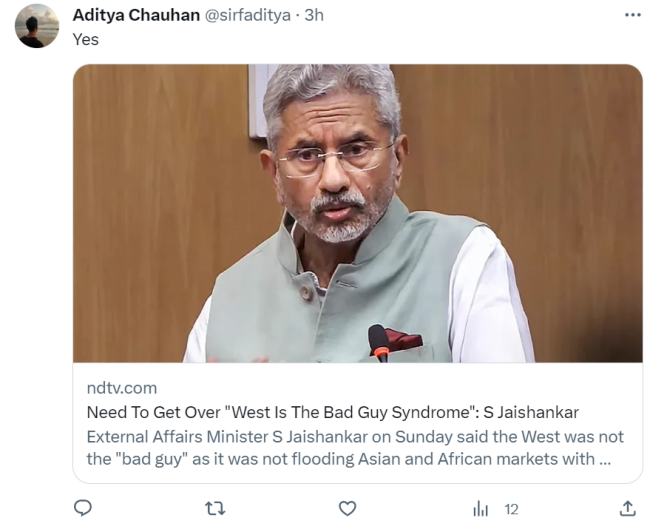 印度外长宣称西方不是“坏人”，印度网友注意到“语调有转变”