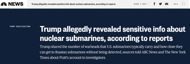 美媒爆料：特朗普曾向澳洲亿万富翁泄露美核潜艇敏感信息