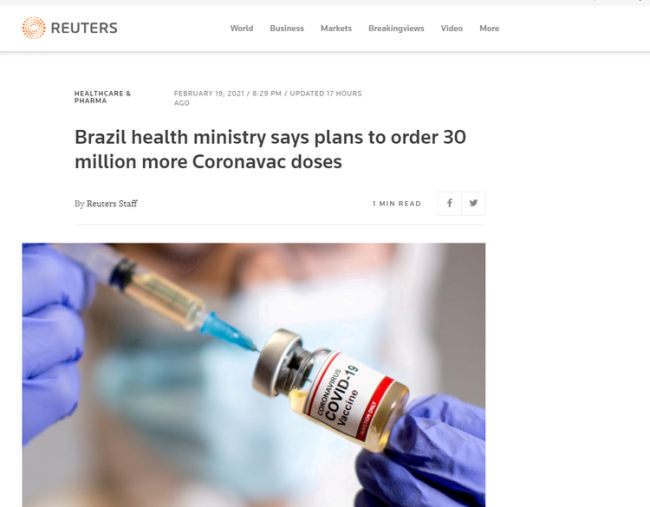 继续买中国的！巴西拟再增订3000万剂科兴疫苗_fororder_1