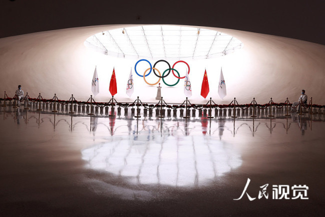 北京冬奥会火种在奥林匹克塔展出编辑图片素材-ID:1355783561