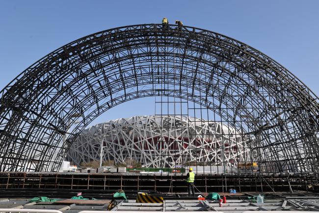 2022冬奥会北京颁奖广场主体结构雏形初现！