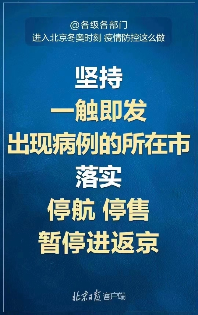 北京：对出现病例的所在市落实停航、停售、暂停进返京政策