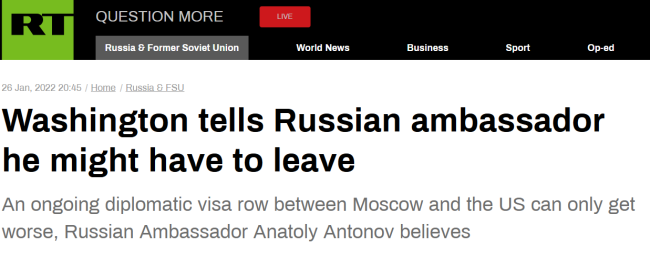 俄驻美大使被下通牒:若俄不满足要求 将被强制离境