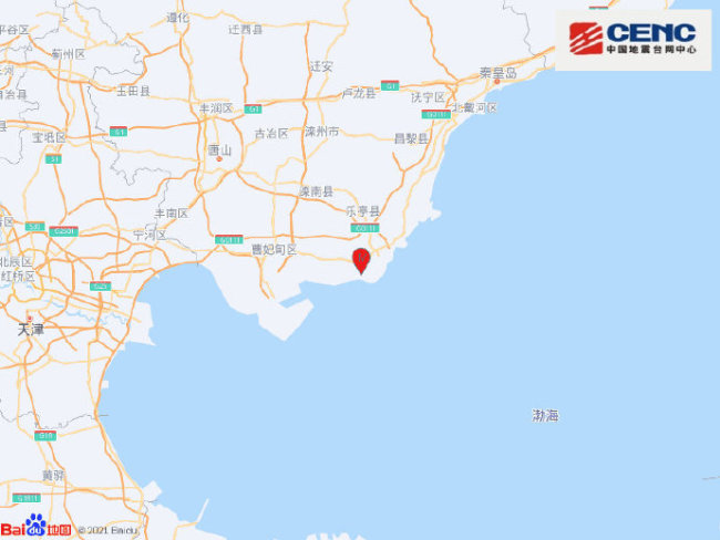 河北唐山市乐亭县发生2.2级地震 震源深度8千米