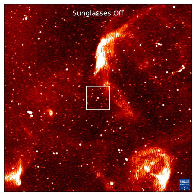 这张澳大利亚联邦科学与工业研究组织5月3日提供的照片显示了MeerKAT射电望远镜视野中的那颗新发现的脉冲星。