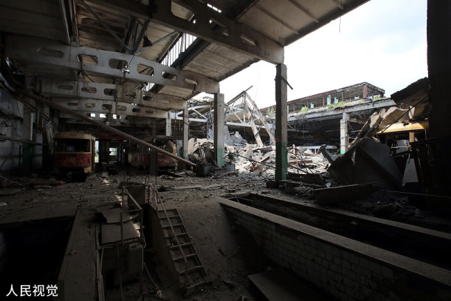 当地时间2022年6月18日，乌克兰东部城市哈尔科夫，当地遭受炮击后满目疮痍。