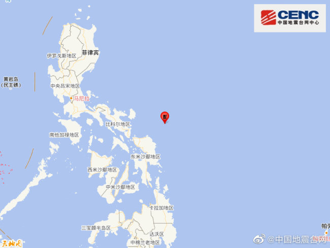 菲律宾群岛地区发生5.5级地震 震源深度10千米