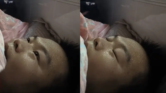 男子发烧超40度脸部全是汗还冒烟 网友：出汗就快好了